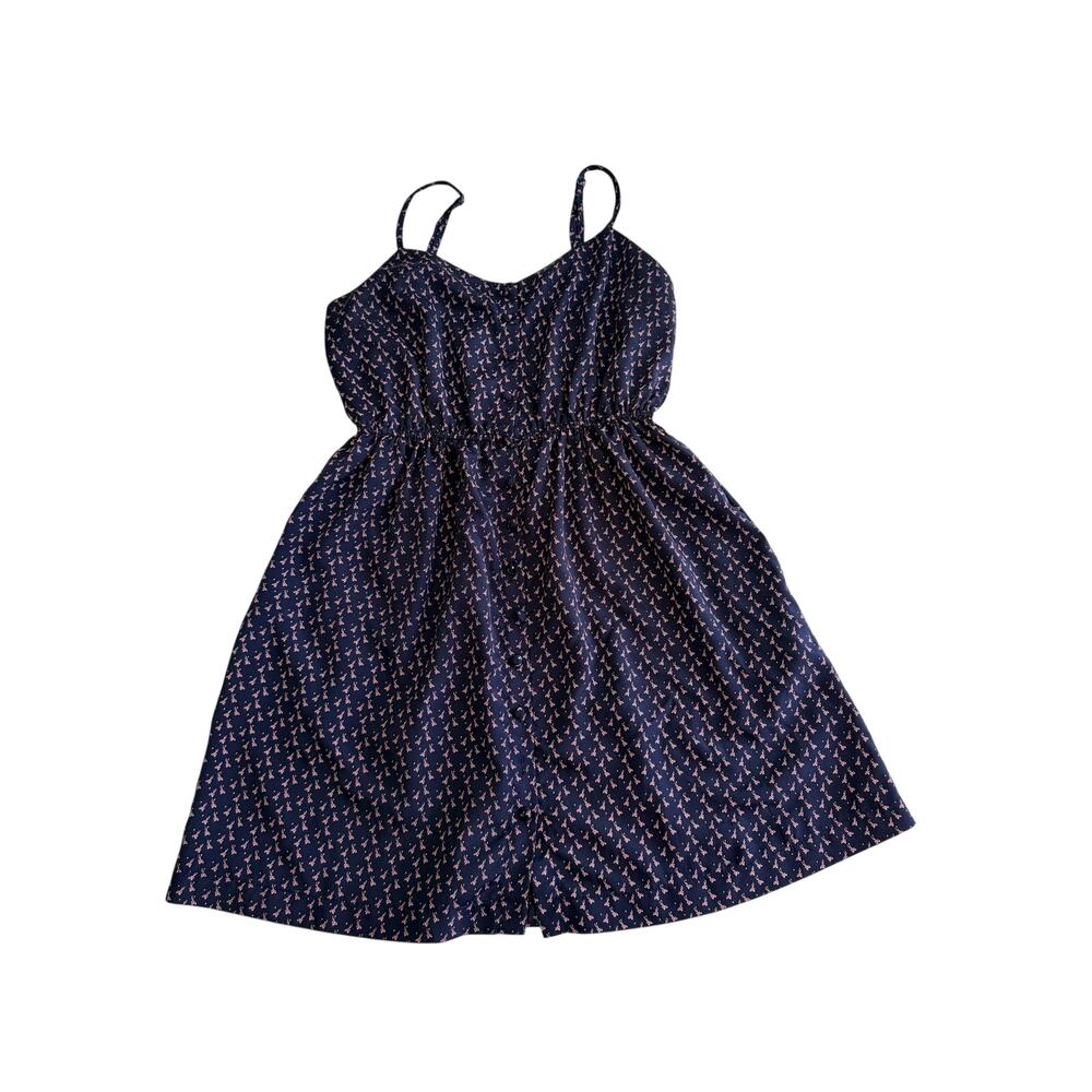 Forever 21 Navy Pink Bow Print Button Front Cami Sundress